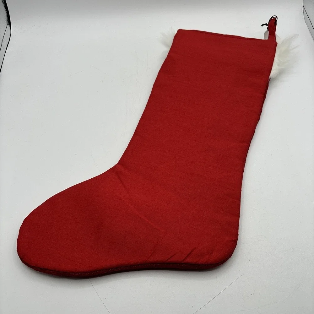 Pier 1 Christmas Stockings BNWT Red‎ White Fleece Embroidered Dogs Set of 4